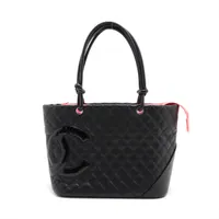 CHANELカンボンラインラムスキントートバッグ シャネル カンボンライン ミディアムトート ブラウン/ブラウン