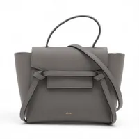 CELINE セリーヌ ベルトバッグ ミニ グレー セリーヌ ベルトバッグマイクロ レザー 2WAYハンドバッグ グレー