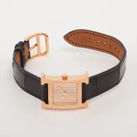 エルメス Hウォッチ HH4.470a PG PG×革 QZ ピンクゴールド文字盤