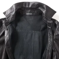 JIL SANDER ブラック レザーシャツ サイズ46 JIL SANDER(ジルサンダー) シャツジャケットJ22DL0176 J70001