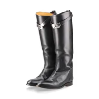 エルメス ジャンピング ケリー レザー ロングブーツ ブラック HERMES 【超美品】エルメス ジャンピング ロングブーツ #34.5 約