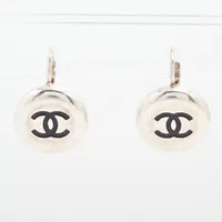 美品　シャネル　ココマーク　ピアス　A12A CHANEL/シャネル ココマーク ピアス A12A ブラック×ホワイト