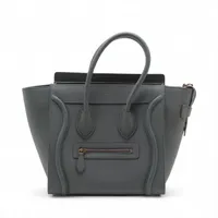 【美品】CELINE　ラゲージ　マイクロショッパー グレー　ハンドバッグ セリーヌ ラゲージ マイクロショッパー レザー ハンドバッグ