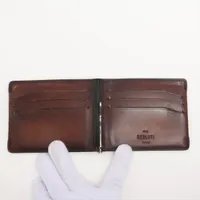【新品未使用】ベルルッティ　マネークリップ　ブラウン ベルルッティ カリグラフィ レザー マネークリップ ブラウン
