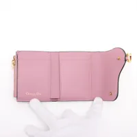 ディオール サドル レザー コンパクトウォレット ピンク