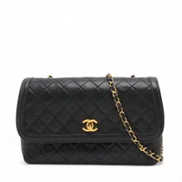 シャネル マトラッセ ラムスキン シングルフラップ シングルチェーンバッグ ブラック ゴールド金具 1番台