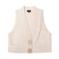 シャネル ココボタン カシミヤ ニットベスト 38 レディース ホワイト