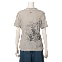 美品△Christian Dior クリスチャンディオール 253T09B4404 コットン リネン BEEロゴ ダメージ加工 クルーネック 半袖Ｔシャツ ベージュ系 M イタリア製 正規品 レディース クリスチャンディオール コットン Tシャツ M レディース ベージュ