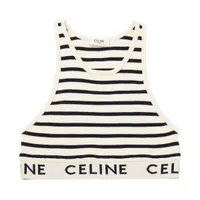 CELINE アイボリー クロップドキャミソール CELINE PARIS トリオンフ プリント入り クロップド タンクトップ