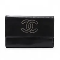 シャネル ココマーク レザー ロングウォレット ブラック シルバー金具 11番台