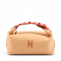 エルメス ヴァルパライソ ロングPM トワルシェブロン×レザー オレンジ