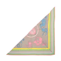 エルメス トライアングル ジェアン スカーフ カシミヤ×シルク エクスリブリス