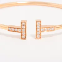 ティファニー Tワイヤー ダイヤ ブレスレット 750(PG) 7.7g A3874476