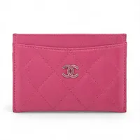 シャネル マトラッセ キャビアスキン カードケース ピンク ピンク金具 21番台