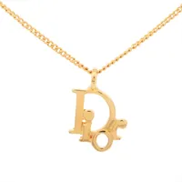 クリスチャンディオール Diorロゴ ネックレス GP×フェイクパール