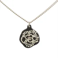 シャネル カメリア 03A ネックレス メタル ブラック