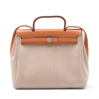 エルメス エールバッグPM トワルGMxカーフレザー ベージュ シルバー金具 □G:2003年