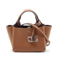 美品 トッズ TOD'S D-CUBE ディーキューブ ボーラーバッグ スモール 2WAY ミニ ハンドバッグ ショルダーバッグ ポシェット グレーベージュ ピンク