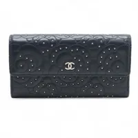 CHANEL✨シャネル　カメリア　長財布　ラウンドジップ ブラック ラムスキン CHANEL シャネル ラウンドファスナー長財布 ジップウォレット