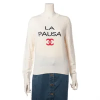 シャネル ココマーク 19年 カシミヤ ニット 36 レディース アイボリー  P60439K46038