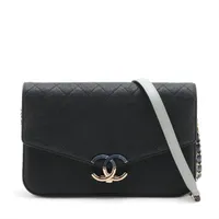 シャネル ハーフココマーク キャビアスキン チェーンショルダーバッグ ブラック ゴールド金具 25番台 A93660