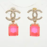 シャネル ココマーク L21S ピアス(両耳用) レジン×GP×ラインストーン ゴールド