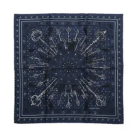 エルメス バンダナ LES CLES 鍵 スカーフ シルク ネイビー カレ