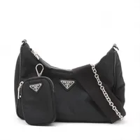 プラダ テスート ナイロン×レザー ショルダーバッグ ブラック