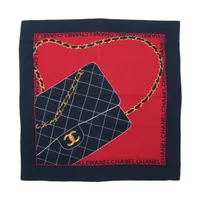 CHANEL シルクスカーフ 赤・紺 【美品】 中古・古着通販】CHANEL (シャネル) チェーン柄 シルクスカーフ