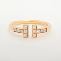 ★Tiffany&Co.★Tワイヤー ダイヤリング Au750 ホワイトゴールド TIFFANY＆CO ティファニー リング Tダイヤモンド ワイヤー