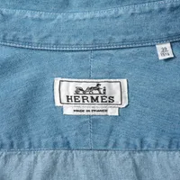 エルメス 23AW コットン デニムシャツ 39 メンズ ブルー セリエボタン