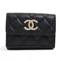CHANEL シャネル マトラッセ ラムスキン 財布 コンパクト シルバー金具 シャネル マトラッセ ラムスキン コンパクトウォレット ブラック