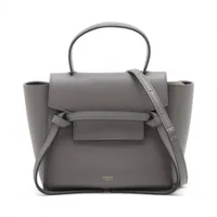 美品 セリーヌ ベルトバッグ ナノ ショルダーバッグ 2way グレー レザー CELINE - 美品 セリーヌ ベルトバッグ ナノ ショルダーバッグ