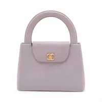 シャネル ココマーク ラムスキン ハンドバッグ パープル シルバー金具 5番台