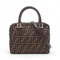 極美品　フェンディ　ハンドバッグ　ズッカ　ローマ　キャンバス　レザー FENDI 極 美品 フェンディ ズッカ柄 バニティバッグ キャンバス