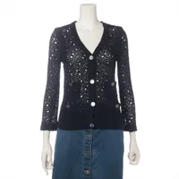 シャネル ココボタン P43 コットン カーディガン 34 レディース ブラック  P43331K04388 ブランドタグほつれ有