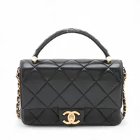 シャネル マトラッセ ラムスキン 2WAYハンドバッグ パール ブラック ゴールド金具 ランダムプレート AS5399