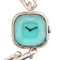 ティファニー ティファニー カクテルウォッチ WG×革 QZ シルバー文字盤