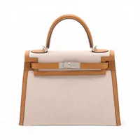 エルメス ケリー28 セリエ トワルアッシュxヴォースイフト ビスキュイ シルバー金具 Z:2021年