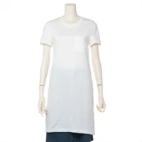 エルメス 23AW コットン Tシャツ 36 レディース ホワイト  37-7704 3H4508DL ワンピース H刺繡ポケット ソルド品