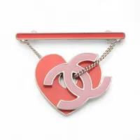 シャネル ココマーク ハート 04P ブローチ メタル レッド