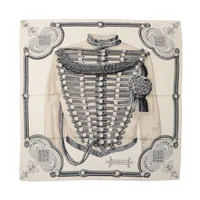 エルメス カレ 140 Brandebourgs ブランデンブルク飾リ スカーフ カシミヤ ブラン ジェアン