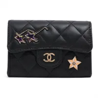 シャネル マトラッセ ラムスキン 折り畳み傘ケース ブラック ゴールド