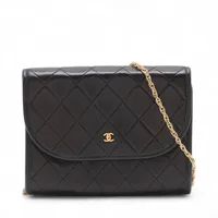 シャネル マトラッセ ラムスキン チェーンショルダーバッグ プッシュロック ブラック ゴールド金具