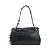 シャネル ココマーク ラムスキン チェーンショルダーバッグ ココチャーム ブラック シルバー金具