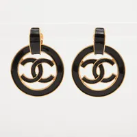 シャネル サークルココ 93C イヤリング(両耳用) GP ブラック ココマーク