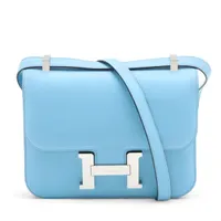 エルメス コンスタンス24 ミロワール ヴォーエプソン ブルーノール シルバー金具 U:2022年 ミラー付き