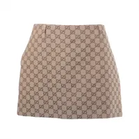 GUCCI グッチ テクニカルジャージースカート GG柄 プリーツ ブラウンXS 美品】GUCCI グッチ テクニカルジャージー ロング スカートGG