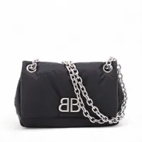 バレンシアガ モナコ ナイロン チェーンショルダーバッグ ブラック