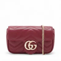 【確実正規品】GUCCI GG マーモント 476433 チェーンショルダー グッチ GGマーモント レザー チェーンショルダーバッグ ボルドー